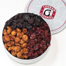 Three Varietals of Dried Cherries in a Silver Gift Tin