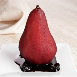 Poached Pears in Cherry Wine Sauce