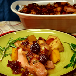 Sour Cherry Glazed Chicken with Baked Apples & Squash