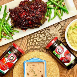 Sweetheart Mashed Potatoes with Creamy Cherry Gravy