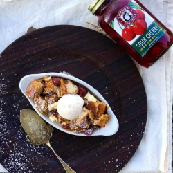 Pumpkin Cherry Cream Cheese Bread Pudding