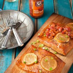 Pacific Salmon with Peach Cherry Salsa