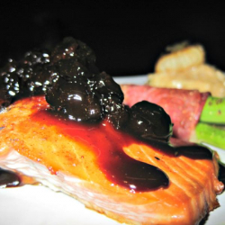 Grilled Salmon with Cherry Medley Sauce