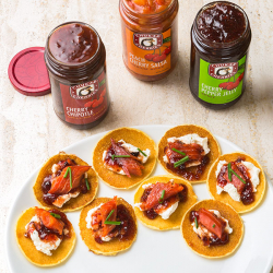 Cherry Pepper Jelly Smoked Salmon Bites